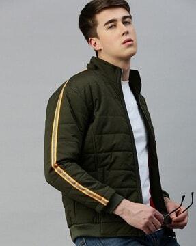 quilted jacket with detachable hood