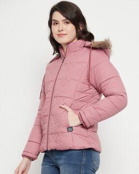 quilted jacket with detachable hood