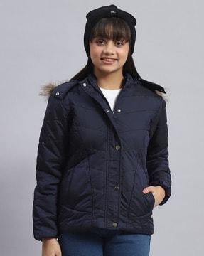 quilted jacket with detachable hood