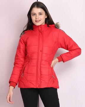 quilted jacket with hoodie