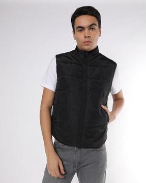 quilted jacket with slip pockets