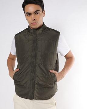 quilted jacket with slip pockets