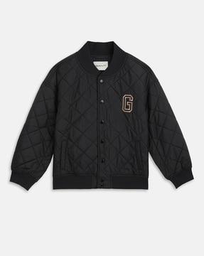 quilted jacket with snap-button closure