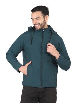 quilted jacket with zip-front closure