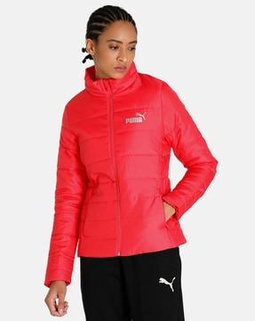 quilted jacket with zip-front closure