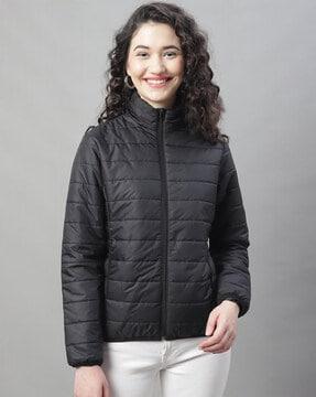 quilted jacket with zip-front