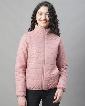 quilted jacket with zip-front