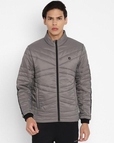 quilted nylon jacket with zip-front