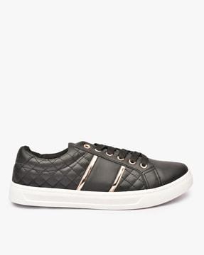 quilted panelled lace-up shoes