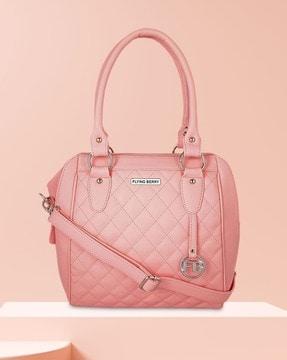 quilted pattern handbag with detachable strap