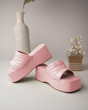 quilted platform heeled sandals