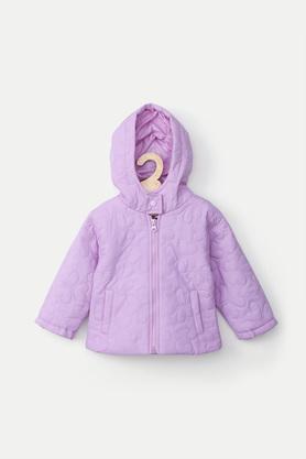 quilted polyester hood infant girls jacket - lilac