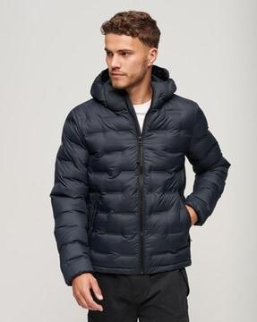 quilted puffer hooded jacket