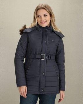 quilted puffer jacket with detachable hood