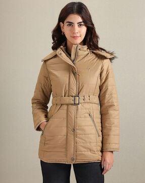 quilted puffer jacket with detachable hood