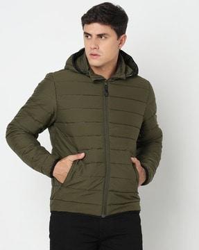 quilted regular fit hooded jacket