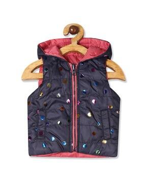 quilted reversible gilet with hood