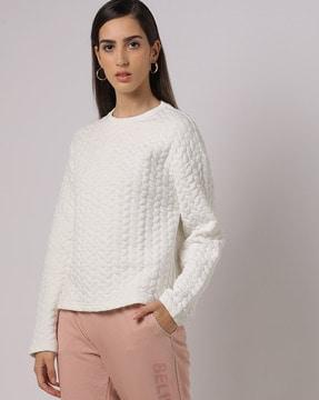 quilted round-neck sweatshirt