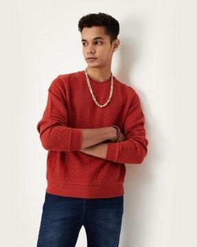 quilted round-neck sweatshirt