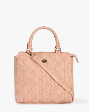 quilted satchel bag with detachable strap