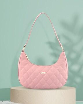 quilted shoulder bag with brand plaque