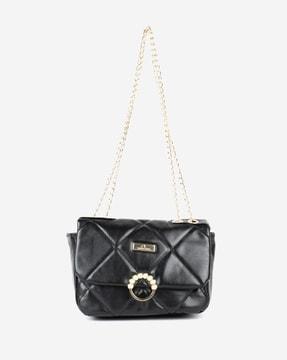 quilted shoulder bag with chain strap