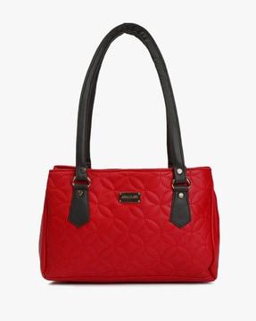 quilted shoulder bag with contrast straps
