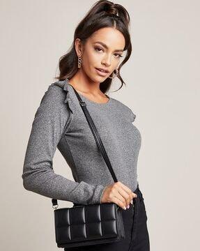 quilted shoulder bag with detachable strap