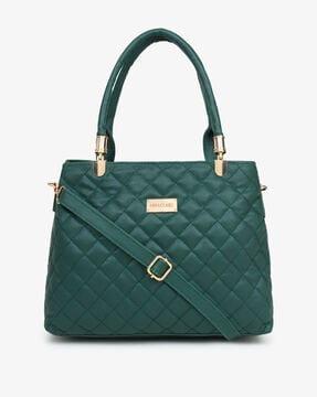 quilted shoulder bag with external zip pocket