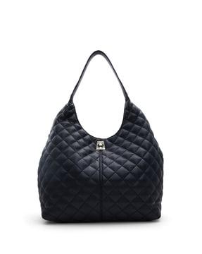 quilted shoulder bag with metal accent