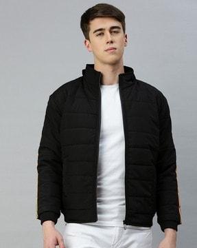 quilted slim fit jacket with detachable hood