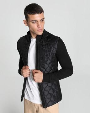 quilted slim fit zip-front puffer jacket