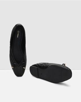 quilted slip-on ballerinas with bow accent