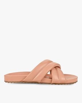 quilted slip-on flat sandals