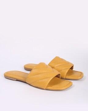 quilted slip-on flat sandals