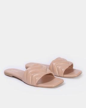 quilted slip-on flat sandals