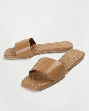 quilted slip-on flat sandals