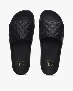 quilted slip-on sliders