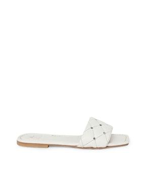 quilted square-toe flat sandals