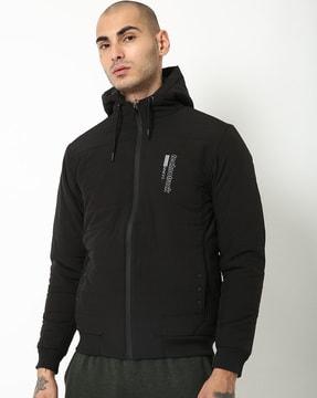 quilted techno hooded track jacket