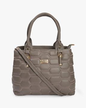 quilted tote bag with detachable sling strap