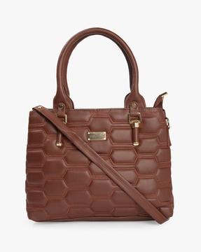 quilted tote bag with detachable sling strap