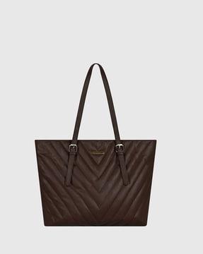 quilted tote bag with dual strap