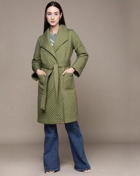 quilted trench coat with belt