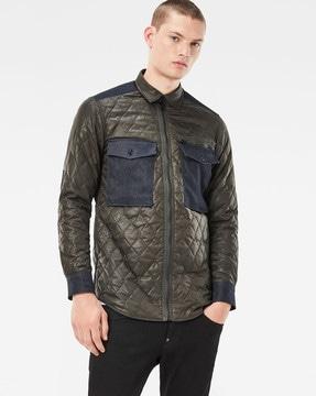 quilted type c padded zip pm jacket with patch pockets