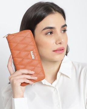 quilted zip around women wallet