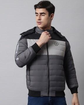 quilted zip-front bomber jacket