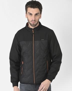 quilted zip-front bomber jacket