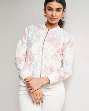 quilted zip-front bomber jacket