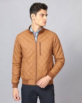 quilted zip-front bomber jacket